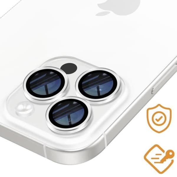 Härdat Glas Kamera för iPhone 16 Pro Hårdhet 9H Rep-resistant Silver