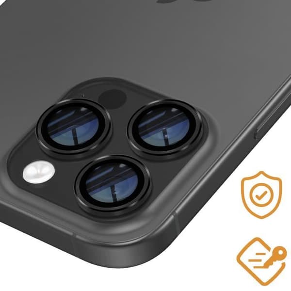 Härdat Glas Kamera för iPhone 16 Pro Max Hårdhet 9H Rep-Resistant Svart