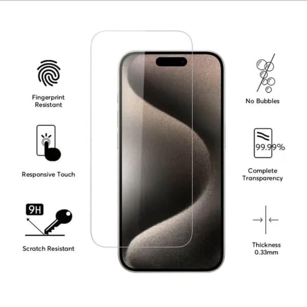 3-pack iPhone 15 Pro - Skärmskydd Härdat glas - Transparent