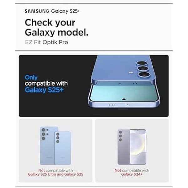 Spigen GLAStR EZ-Fit Optik Pro HD 2-pack skärmskydd för kameralinse till Samsung Galaxy S25 Plus Svart