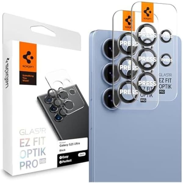 SPIGEN EZ Fit Optik Pro HD - Kameralinsskydd för Samsung Galaxy S25 Ultra, installationsbricka med