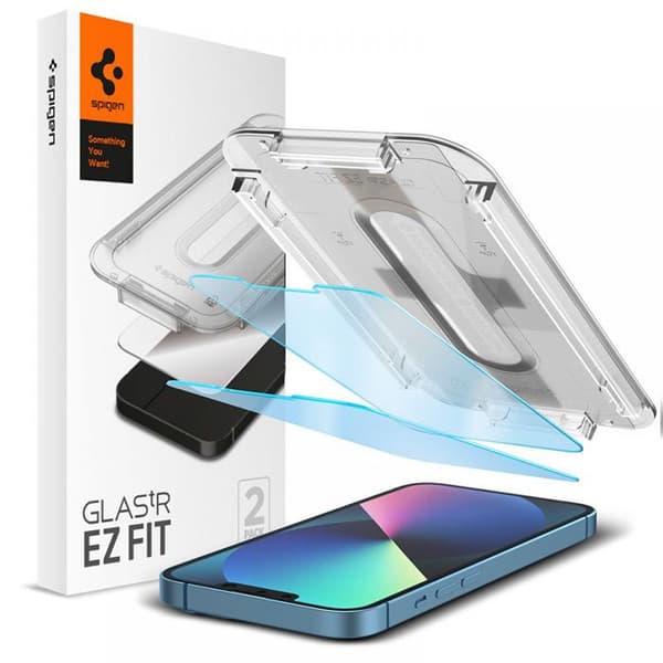 Spigen GLAS.TR EZ FIT Privacy 2-Pack - Härdat Glas med Blått Ljusfilter för iPhone 14 / iPhone 13 Pro / iPhone 13 2 st