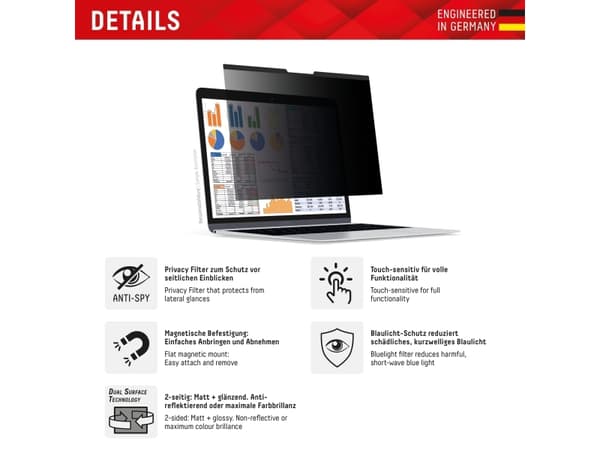 DISPLEX PRIVACY SAFE Blickschutzfilter für Laptop/ Notebook 14 (16:10)