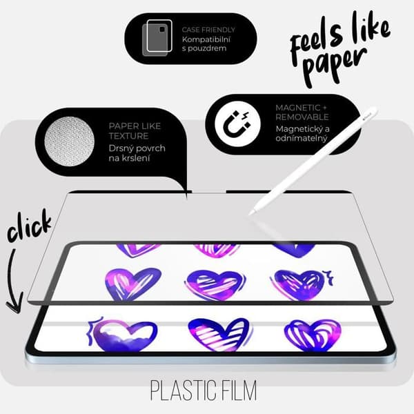 Skydd av härdat glas för iPad Pro 13 M4 med magnetisk applicerare Paperlike för ritning