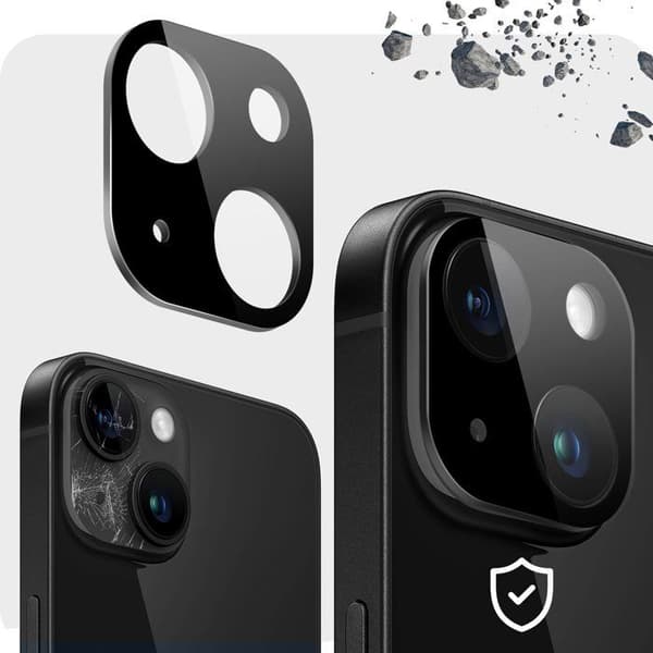 Skyddande härdat glas för iPhone 15 kameraglass (kompatibel med fodral)