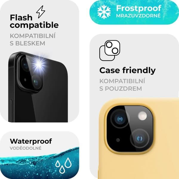 Skyddande härdat glas för iPhone 15 kameraglass (kompatibel med fodral)