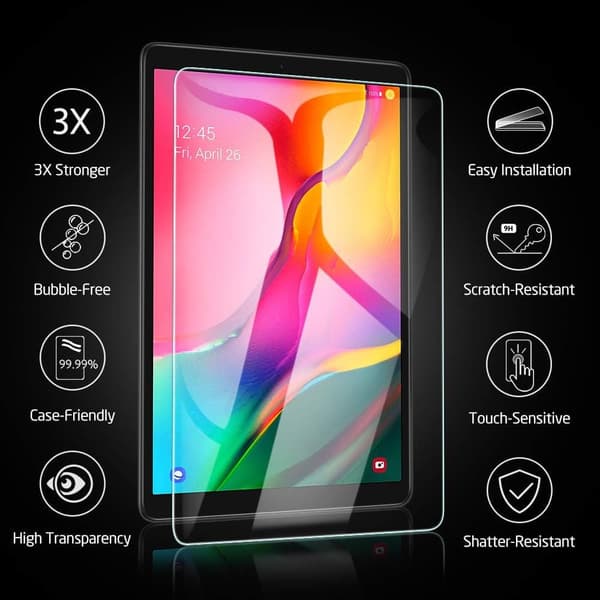 HD Transparent härdat glas för Samsung Galaxy Tab A 10.1 (2019), Hyper Responsive Touch Screen Protector, Anti-Fingerprint