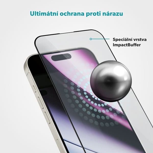 Skyddsglas Epico ImpactBuffer 3D med installationsram för iPhone 16 Pro Max