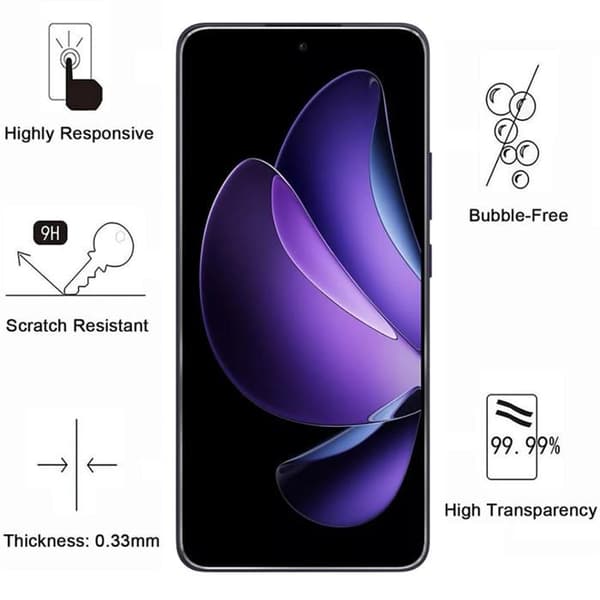 Härdat glas - Phonillico® - Oppo Reno 13 F 5G - Pack om 4 - Repningsbeständig - Skärmskydd