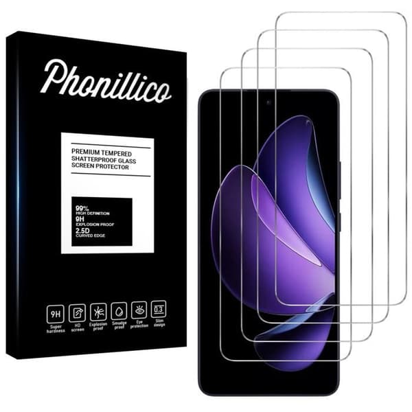 Härdat glas - Phonillico® - Oppo Reno 13 F 5G - Pack om 4 - Repningsbeständig - Skärmskydd