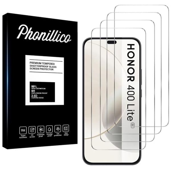 Härdat Glas - Phonillico® - Honor 400 Lite 5G - Pack om 4 - Repellerande mot repor - Skärm skydd