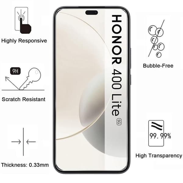 Härdat Glas - Phonillico® - Honor 400 Lite 5G - Pack med 2 - Repellerande - Skärm skydd