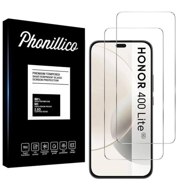 Härdat Glas - Phonillico® - Honor 400 Lite 5G - Pack med 2 - Repellerande - Skärm skydd
