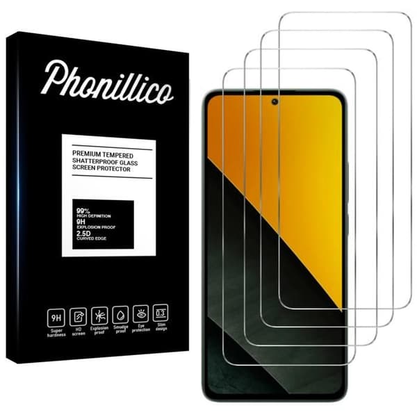 Härdat Glas - Phonillico® - Xiaomi Poco M7 Pro 5G - Paket med 4 - Repbeständig - Skärmskydd