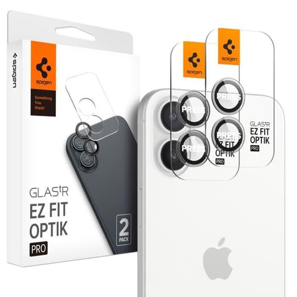Pack Spigen Optik Pro GLAS.TR EZ Fit Kamera Skydd 2 Linsskydd för iPhone 16 / 16 Plus (2 st) (Transparent)