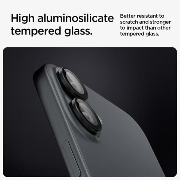 Pack Spigen Optik Pro GLAS.TR EZ Fit Kameraskydd 2 Linsskydd för iPhone 16 / 16 Plus (2 st) (Svart)