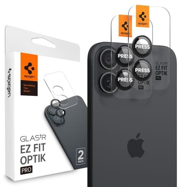 Pack Spigen Optik Pro GLAS.TR EZ Fit Kameraskydd 2 Linsskydd för iPhone 16 / 16 Plus (2 st) (Svart)