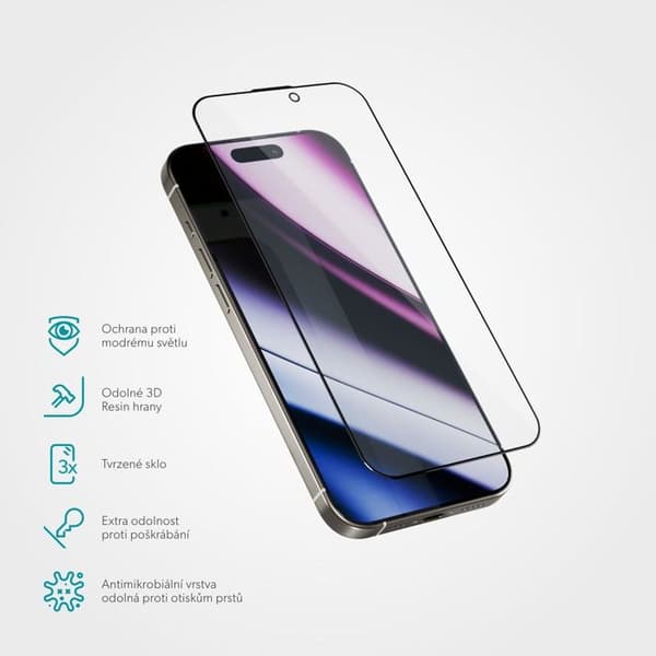 Skyddsglas Epico AntiBlue 3D med installationsram iPhone 15/16