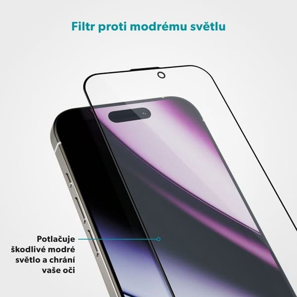 Skyddsglas Epico AntiBlue 3D med installationsram iPhone 15/16