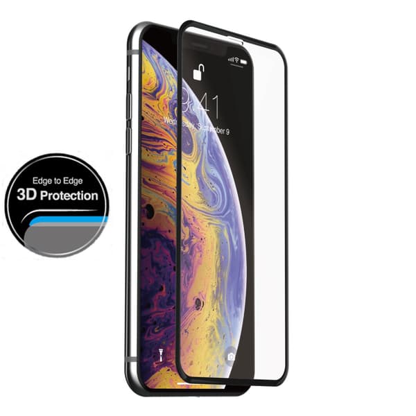 JustMobileXkinskærmbeskytterihærdetglastiliPhoneXsMax(gennemsigtig/sort)