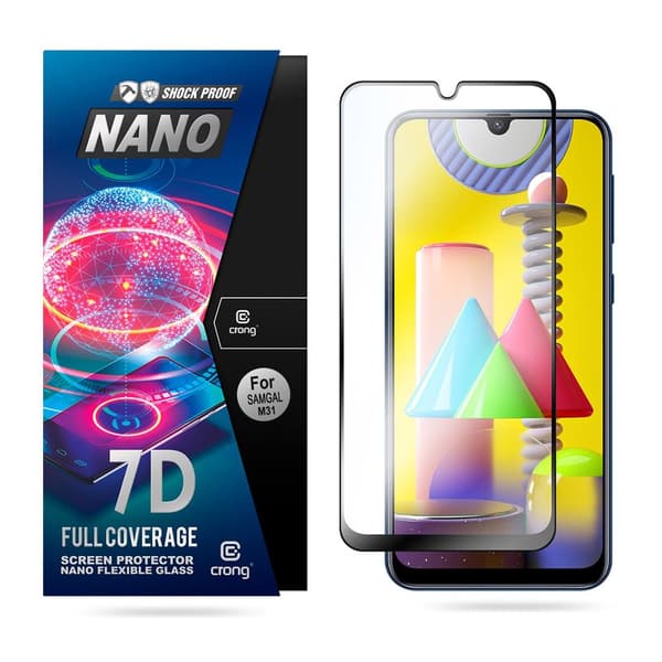 Crong7DNanoFleksibeltGlas–FulddækkendeHybridSkærmbeskytter9HSamsungGalaxyM31