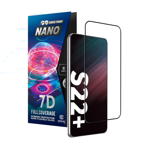 Crong 7D Nano Flexible Glass – täysin peittävä hybridi-näytönsuoja 9H Samsung Galaxy S22+
