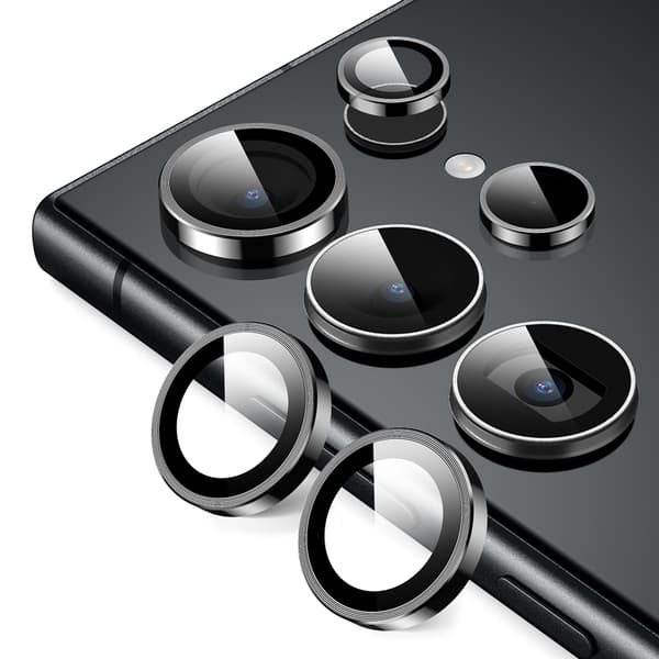 Crong Lens Ring - Hærdet glas til kameralinsen Samsung Galaxy S24 Ultra (sort)