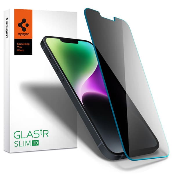 Spigen Glas.TR Slim - Hærdet glas med privatlivsfilter til iPhone 14 / iPhone 13 Pro / iPhone 13 Transparent
