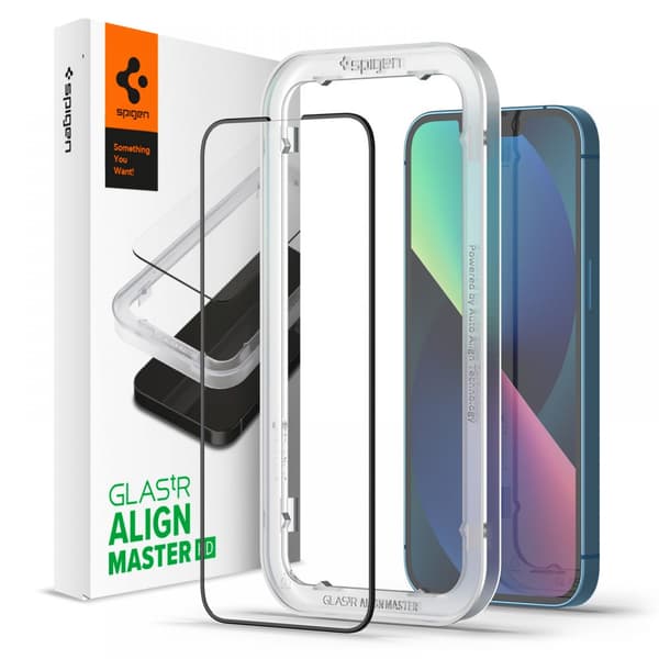 Spigen Alm Glass FC - Hærdet glas iPhone 13 / iPhone 13 Pro (sort)
