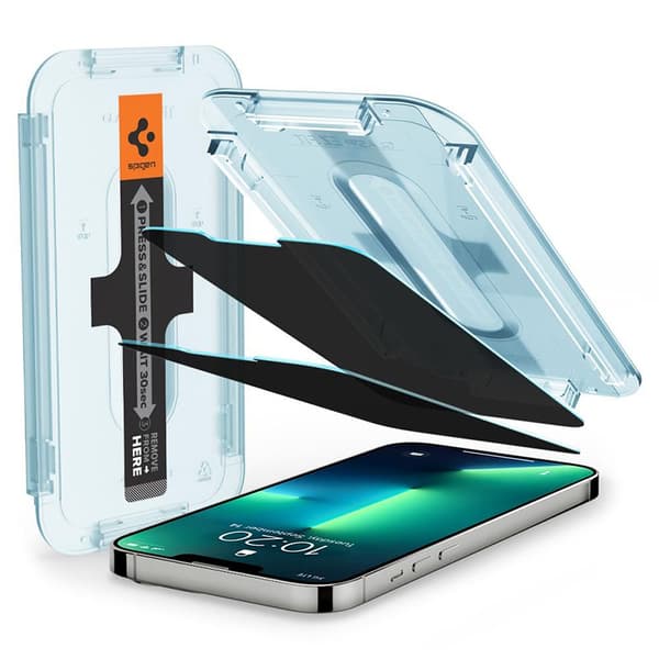 Spigen GLAS.TR EZ FIT Privacy 2-Pack - Hærdet glas med privatlivsfilter til iPhone 14 / iPhone 13 Pro / iPhone 13 2 stk.