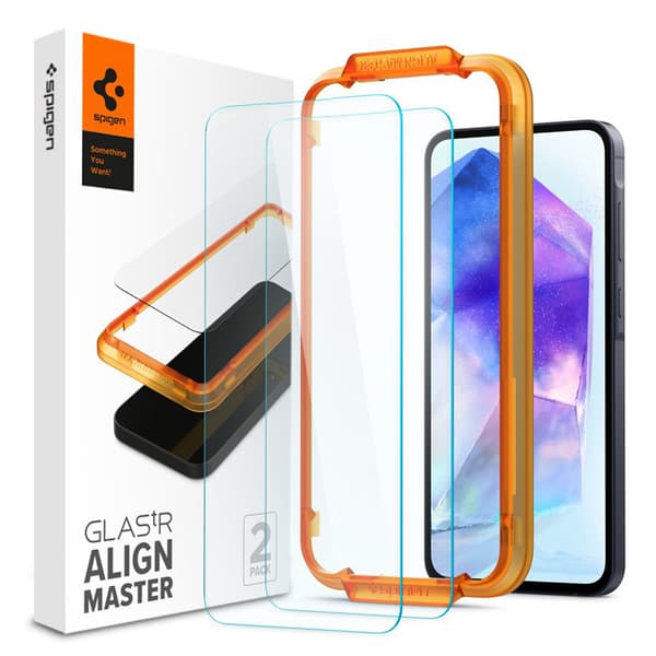 Spigen Alm Glas.TR 2-Pack - Hærdet glas til Samsung Galaxy A55 5G (gennemsigtig)