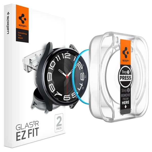 Spigen GLAS.TR EZ FIT 2-Pack - Hærdet glas til Samsung Galaxy Watch 6 Classic 43 mm (2 stk)