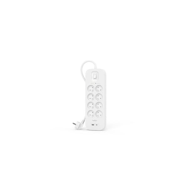 Överspänningsskydd - Belkin - Modell 8 Uttag - 1 USB-C - 1 USB-A - Färg Vit