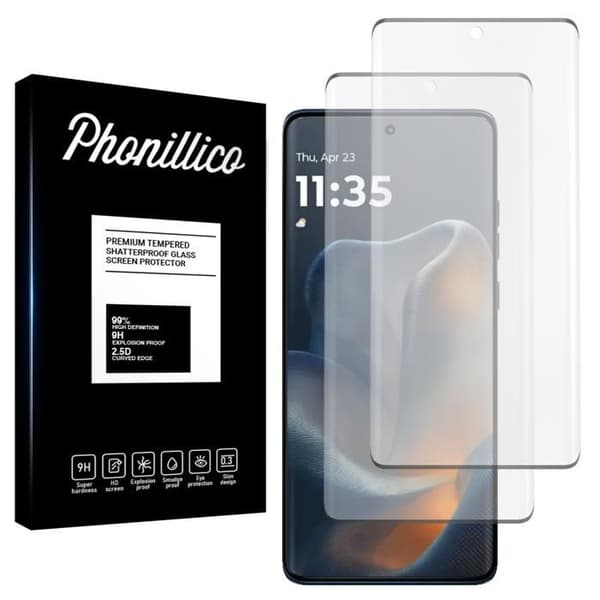 Härdat glas - Phonillico® - Motorola Edge 60/60s/60 Pro/Fusion - Paket 2 - Repellerande för repor - Transparent