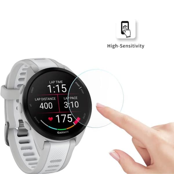 Härdat glas för Garmin Forerunner 165 / Forerunner 165 Music [2-pack] Skärmprotektorför klocka, reptålig Phonillico