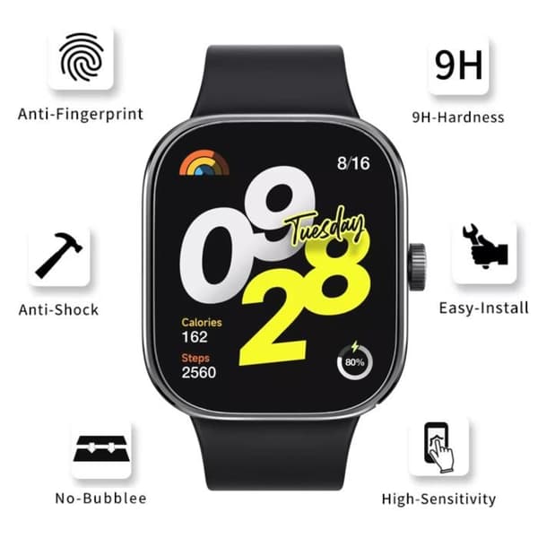 Härdat Glas för Xiaomi Redmi Watch 4 [2-pack] Skydd Film för Klocka Anti Repor Phonillico