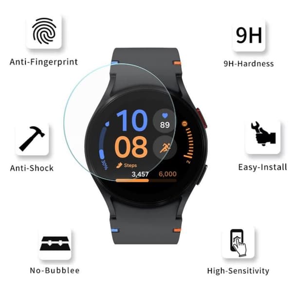 Härdat Glas för Samsung Galaxy Watch FE 40mm [Paket om 2] Skärmskydd Film Klocka Anti Repor Phonillico®