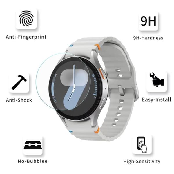 Vitt glas i härdat glas för Samsung Galaxy Watch 7 44mm [Förpackning med 2] Skyddande skärmfilm för klocka Phonillico