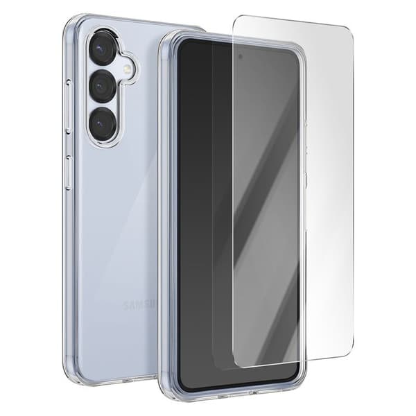 Skyddspaket för Galaxy S25, Mjuk TPU-fodral och 7H Härdat glas Moxie Transparent