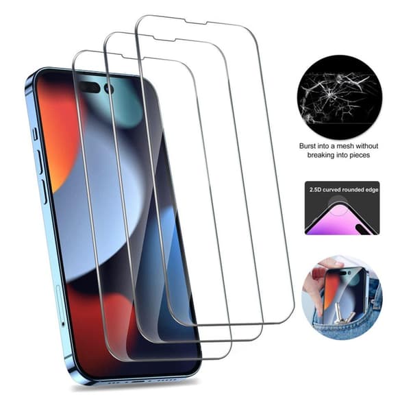 3-Pak iPhone 13 / iPhone 13 Pro / iPhone 14 - Hærdet glas skærmbeskyttelse