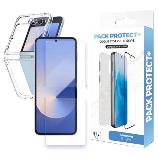 Skyddspaket för Galaxy Z Flip6 Skal i mjuk TPU och 7H härdat glas Moxie Transparent