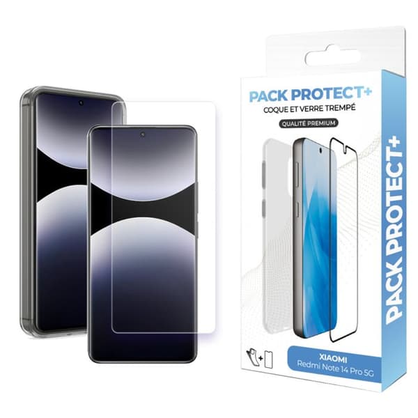 Skyddspaket för Xiaomi Redmi Note 14 Pro 5G TPU-fodral och 7H härdat glas Moxie Transparent