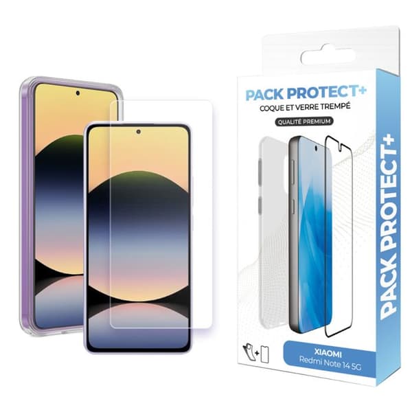 Skyddspaket för Xiaomi Redmi Note 14 5G TPU-fodral och 7H härdat glas Moxie Transparent