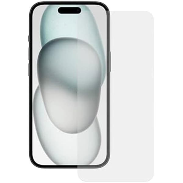 KSIX smart your tech skärmskydd för Apple iPhone 15 Pro, TPU-förstärkt glas, maximalt motstånd, flexibel kant, svart,