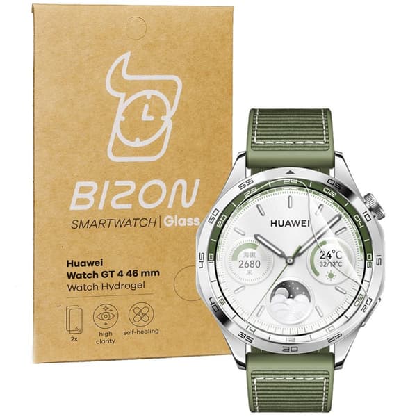 Bizon Glass Watch Hydrogel Skärmskydd för Huawei Watch GT 4 46mm, 2 stycken