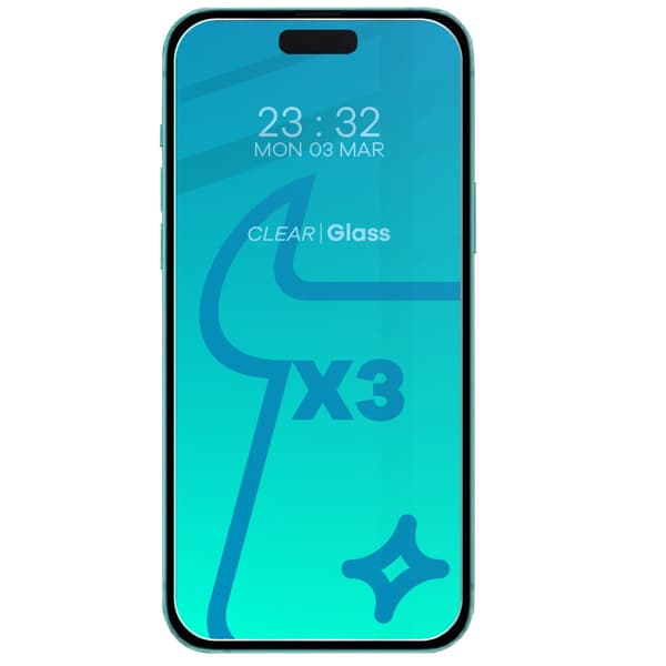 3x Glas + kameraglas BIZON Clear 2-pak til iPhone 15