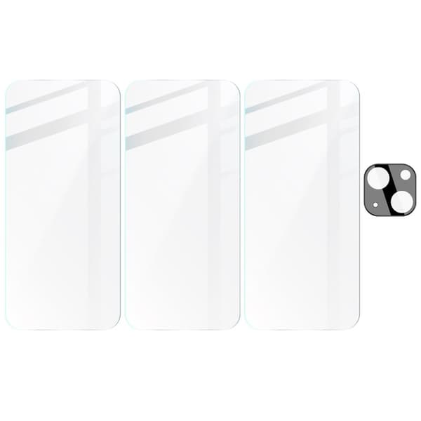 3x Glas + kameraglas BIZON Clear 2-pak til iPhone 15