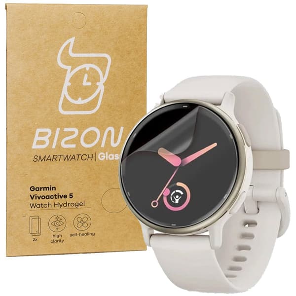 Hydrogelfilm för Bizon Glass Watch Hydrogelskärm för Garmin Vivoactive 5, 2 st.