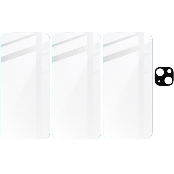 3x Lasi + Kameralasi BIZON Clear 2 Pakkaus iPhone 15 Plussalle