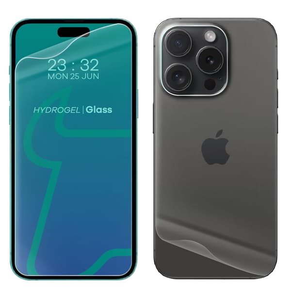 Hydrogelfilm för baksida och framsida Bizon Glass Hydrogel Pack för iPhone 15 Pro